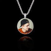 Colgante conmemorativo con piedra cerámica redonda, plata de ley 925